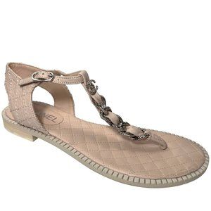 CHANEL Beige Quilted Sandals
